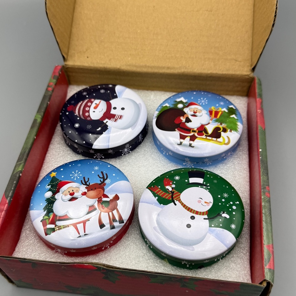 Holiday Tin Candle Gift Set – 4 Festive Christmas
